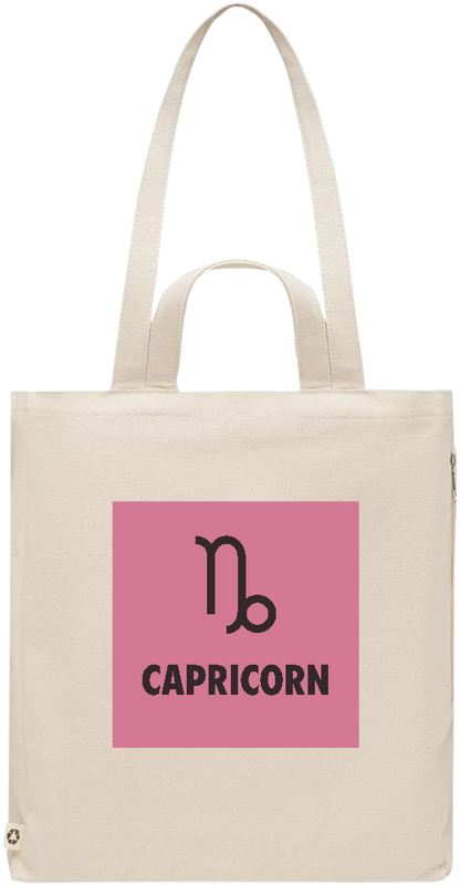 Zodiac Capricorn Design - Premium recycled polycotton beach bag_BEIGE_front