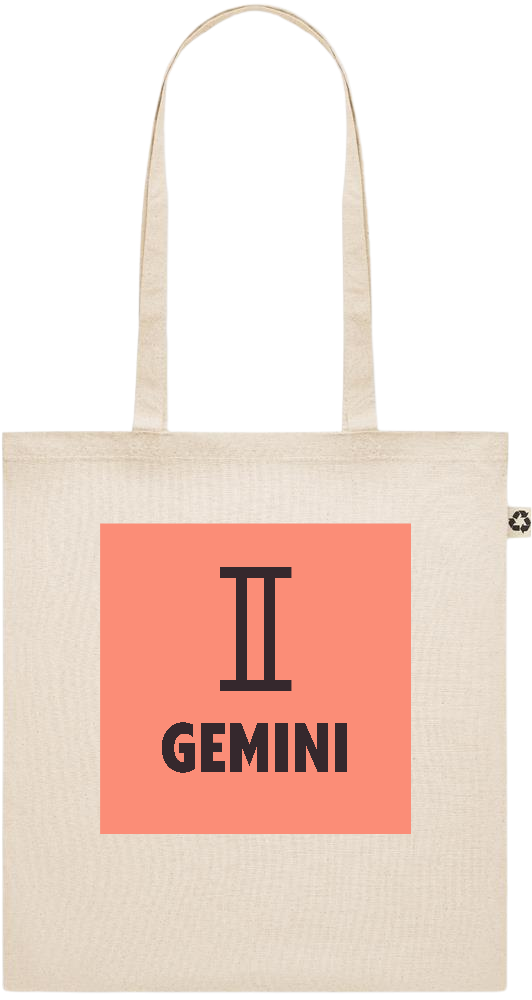 Zodiac Gemini Design - Recycled cotton shopping bag_BEIGE_front