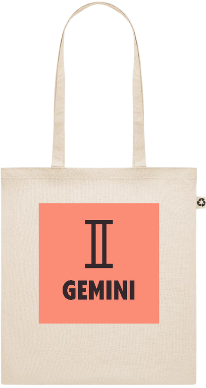 Zodiac Gemini Design - Recycled cotton shopping bag_BEIGE_front