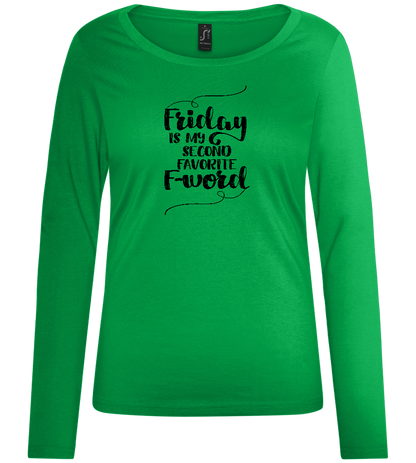 My Second Favorite F-Word Design - Comfort women's long sleeve t-shirt_MEADOW GREEN_front