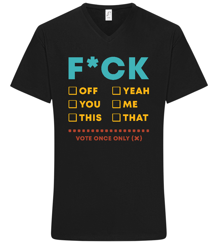 The Vote Design - Basic men's v-neck t-shirt DEEP BLACK front
