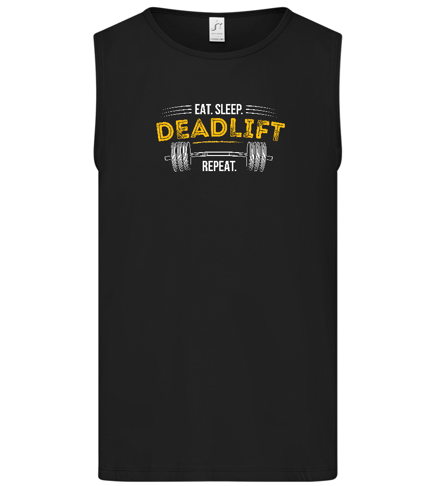 Eat Sleep Deadlift Repeat Design - Basic men's tank top_DEEP BLACK_front