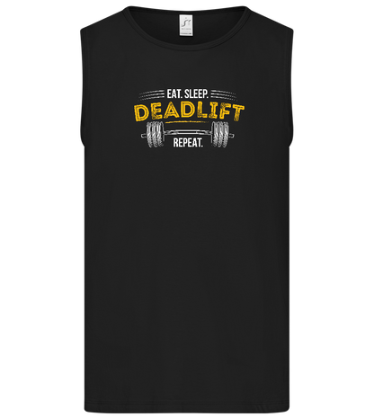 Eat Sleep Deadlift Repeat Design - Basic men's tank top_DEEP BLACK_front