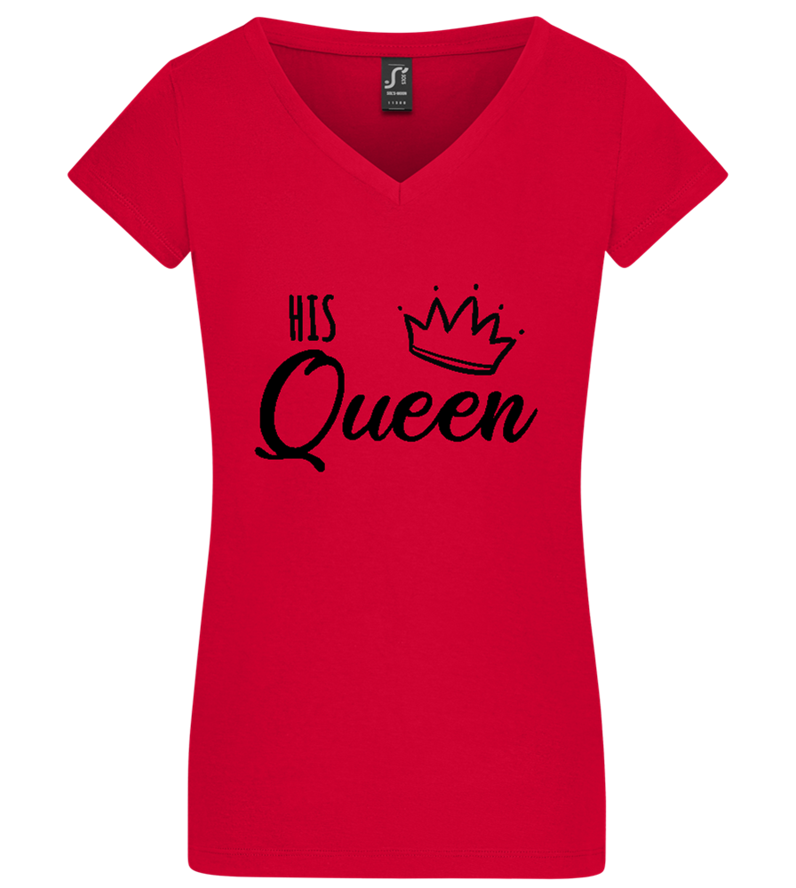 His Queen Design - Basic women's v-neck t-shirt RED front