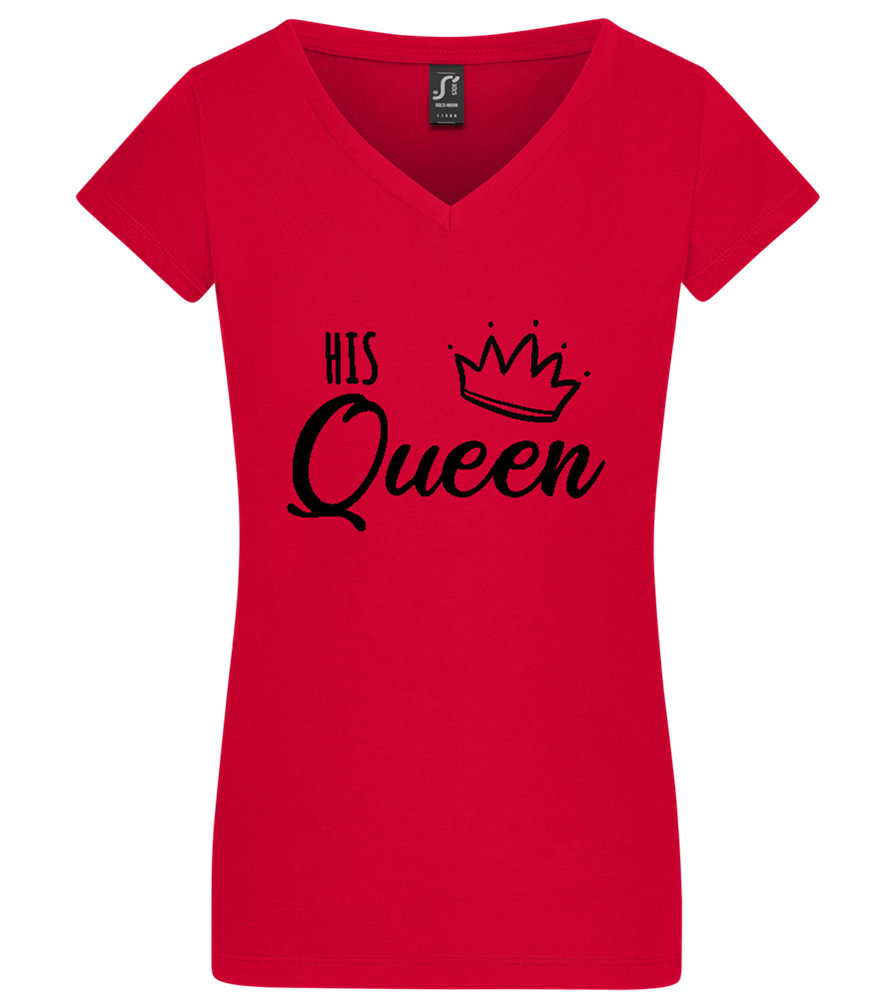 His Queen Design - Basic women's v-neck t-shirt_RED_front