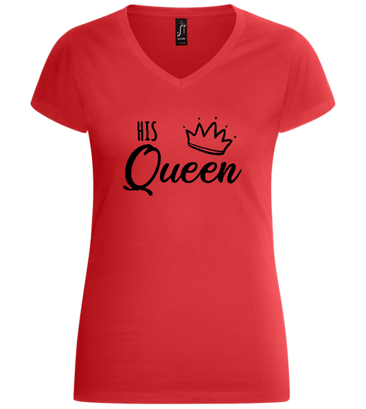 His Queen Design - Basic women's v-neck t-shirt_RED_front