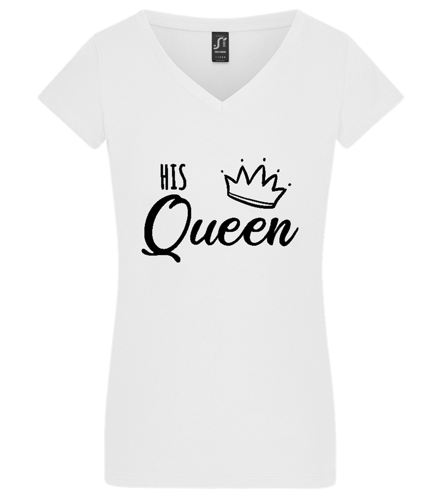 His Queen Design - Basic women's v-neck t-shirt_WHITE_front