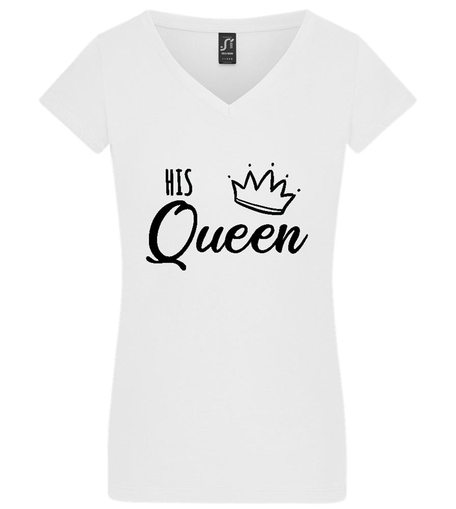 His Queen Design - Basic women's v-neck t-shirt WHITE front