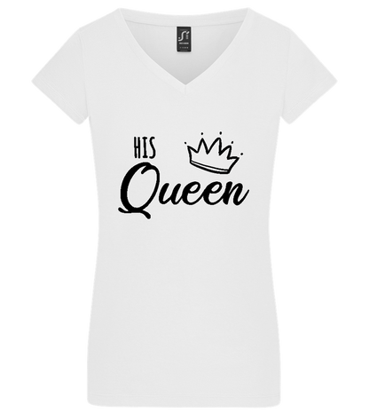 His Queen Design - Basic women's v-neck t-shirt WHITE front