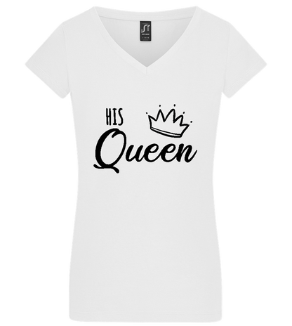 His Queen Design - Basic women's v-neck t-shirt_WHITE_front