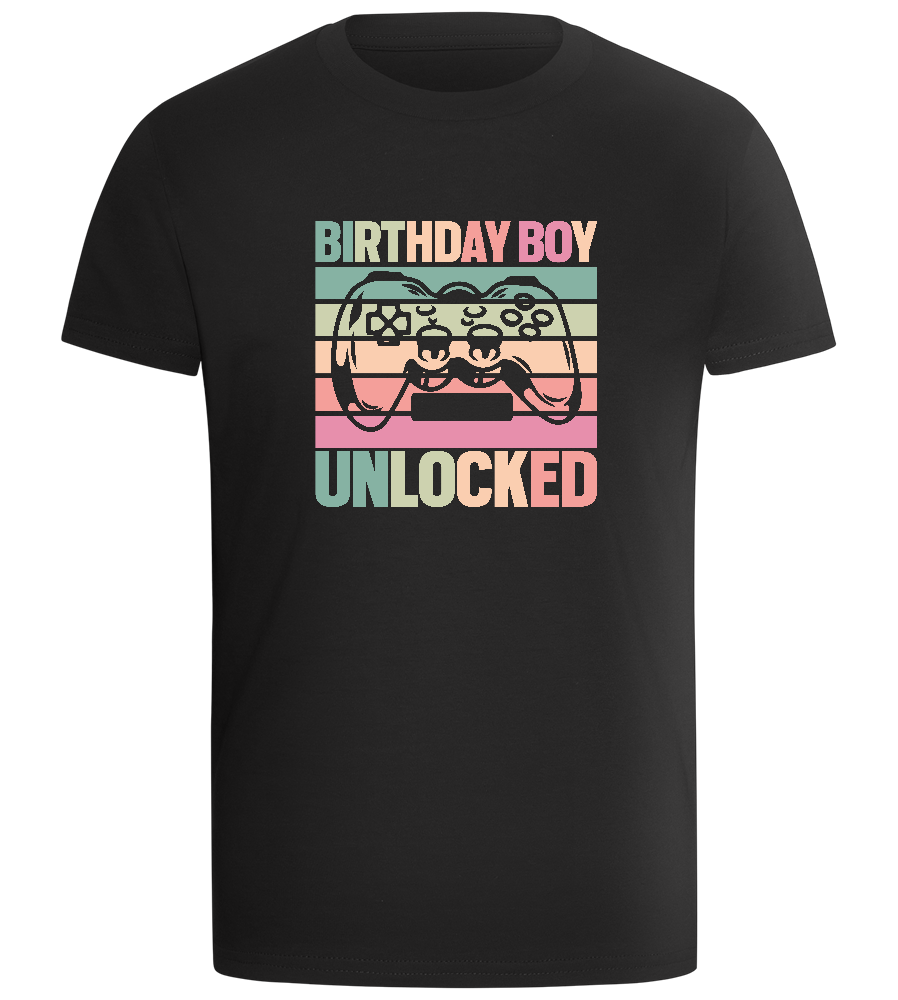 Birthday Boy Unlocked Design - Comfort boys fitted t-shirt DEEP BLACK front