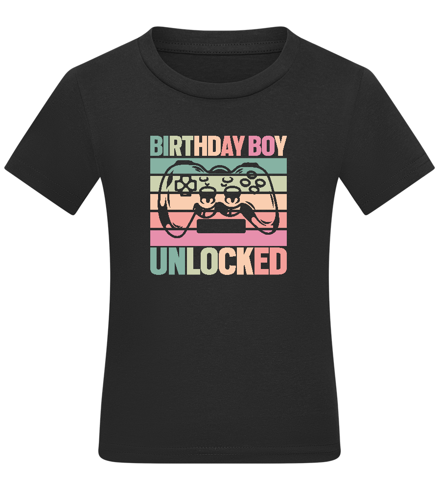 Birthday Boy Unlocked Design - Comfort boys fitted t-shirt DEEP BLACK front