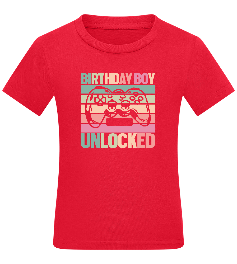 Birthday Boy Unlocked Design - Comfort boys fitted t-shirt_RED_front