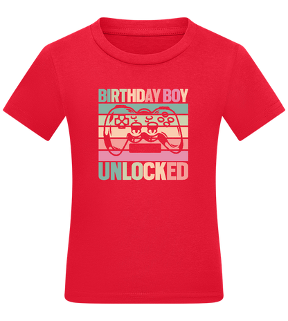 Birthday Boy Unlocked Design - Comfort boys fitted t-shirt RED front