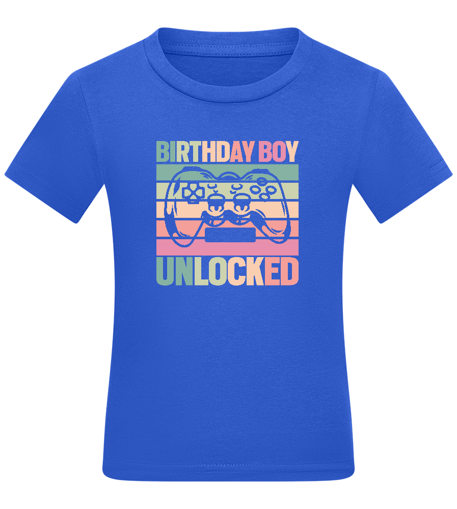 Birthday Boy Unlocked Design - Comfort boys fitted t-shirt_ROYAL_front