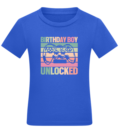 Birthday Boy Unlocked Design - Comfort boys fitted t-shirt_ROYAL_front