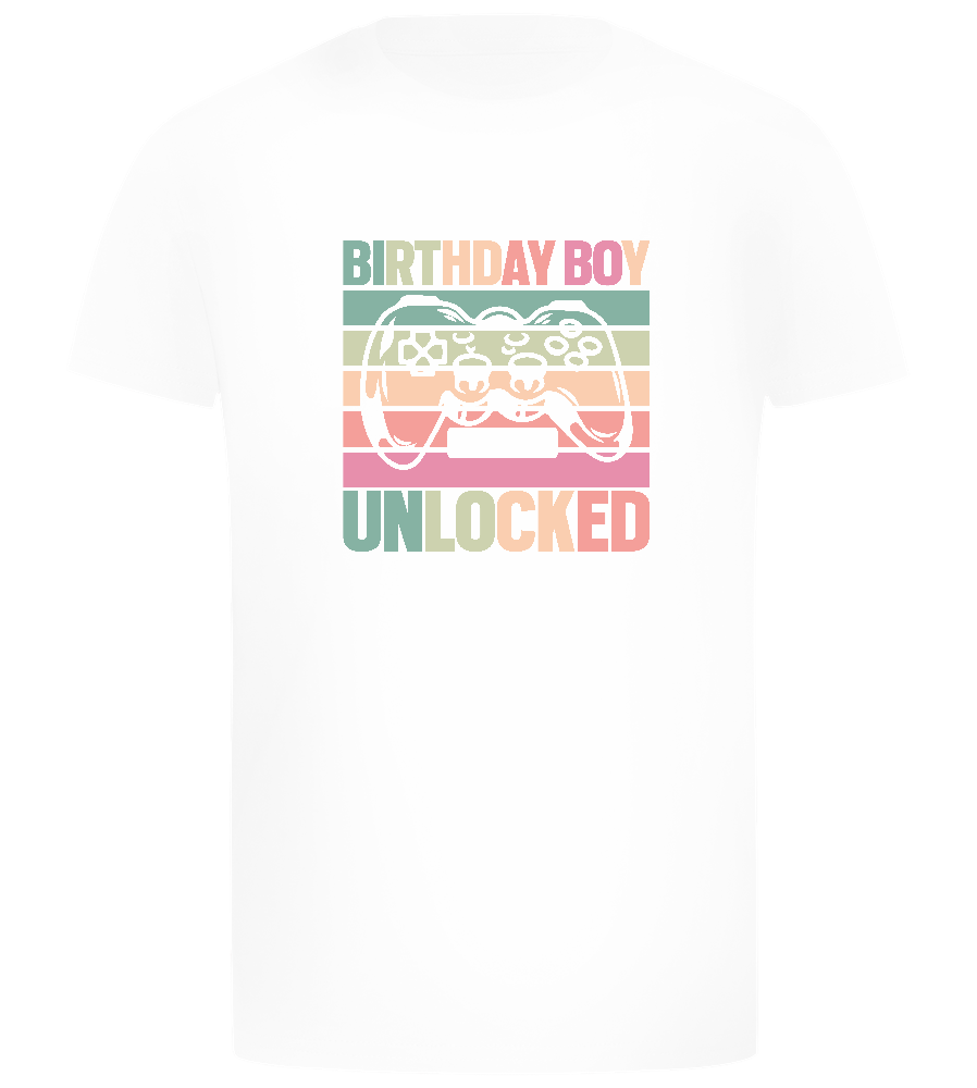 Birthday Boy Unlocked Design - Comfort boys fitted t-shirt_WHITE_front