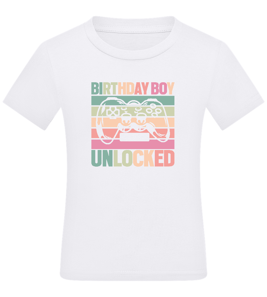 Birthday Boy Unlocked Design - Comfort boys fitted t-shirt_WHITE_front