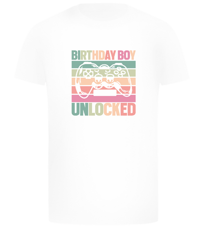 Birthday Boy Unlocked Design - Comfort boys fitted t-shirt_WHITE_front