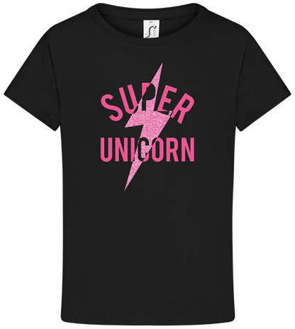 Super Unicorn Design - Comfort girls' t-shirt DEEP BLACK front