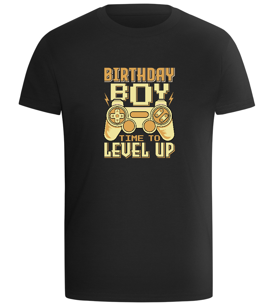 Level Up Design - Comfort boys fitted t-shirt DEEP BLACK front