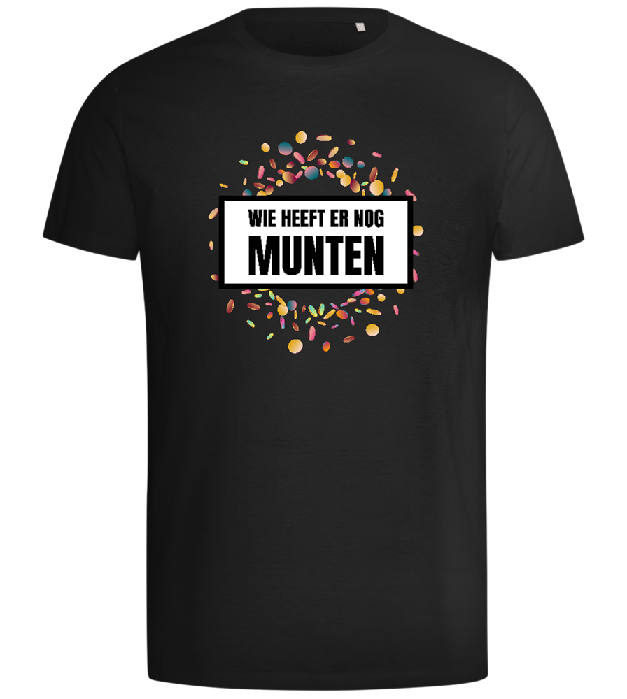 Wie Heeft Er Nog Munten Design - Comfort men's short sleeve t-shirt_DEEP BLACK_front