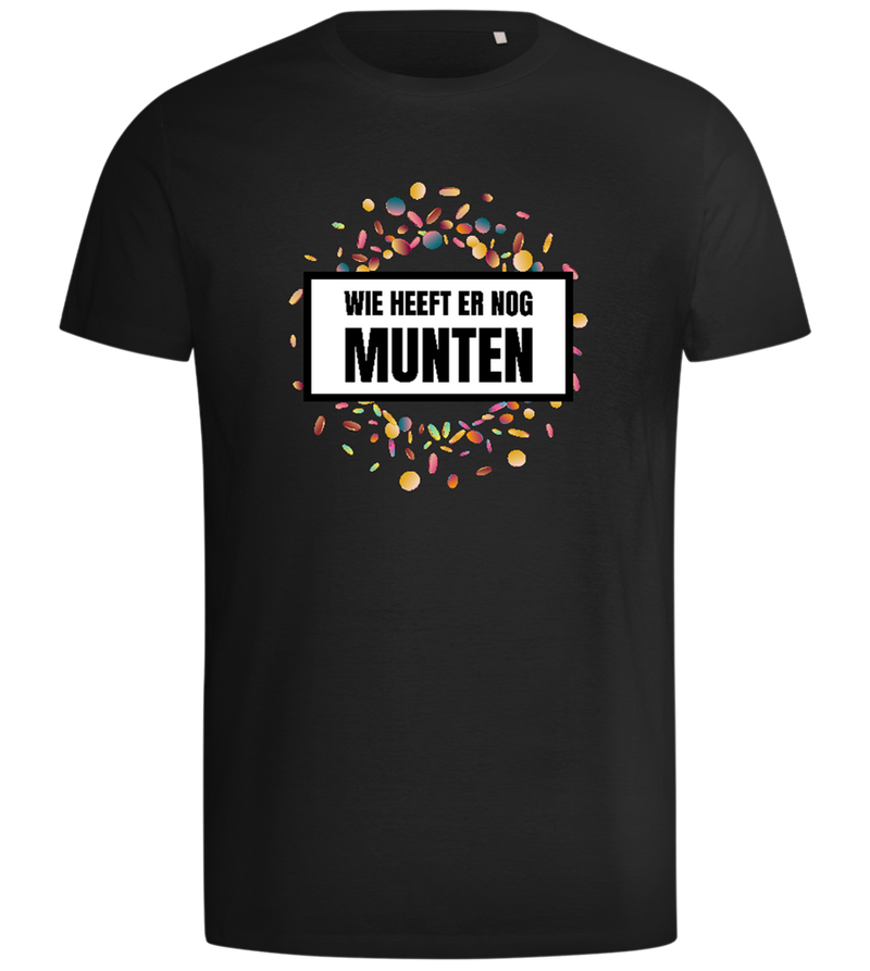 Wie Heeft Er Nog Munten Design - Comfort men's short sleeve t-shirt_DEEP BLACK_front