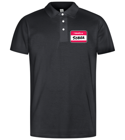 I Identify As Sober Design - Basic men's polo shirt_DARK GRAY_front