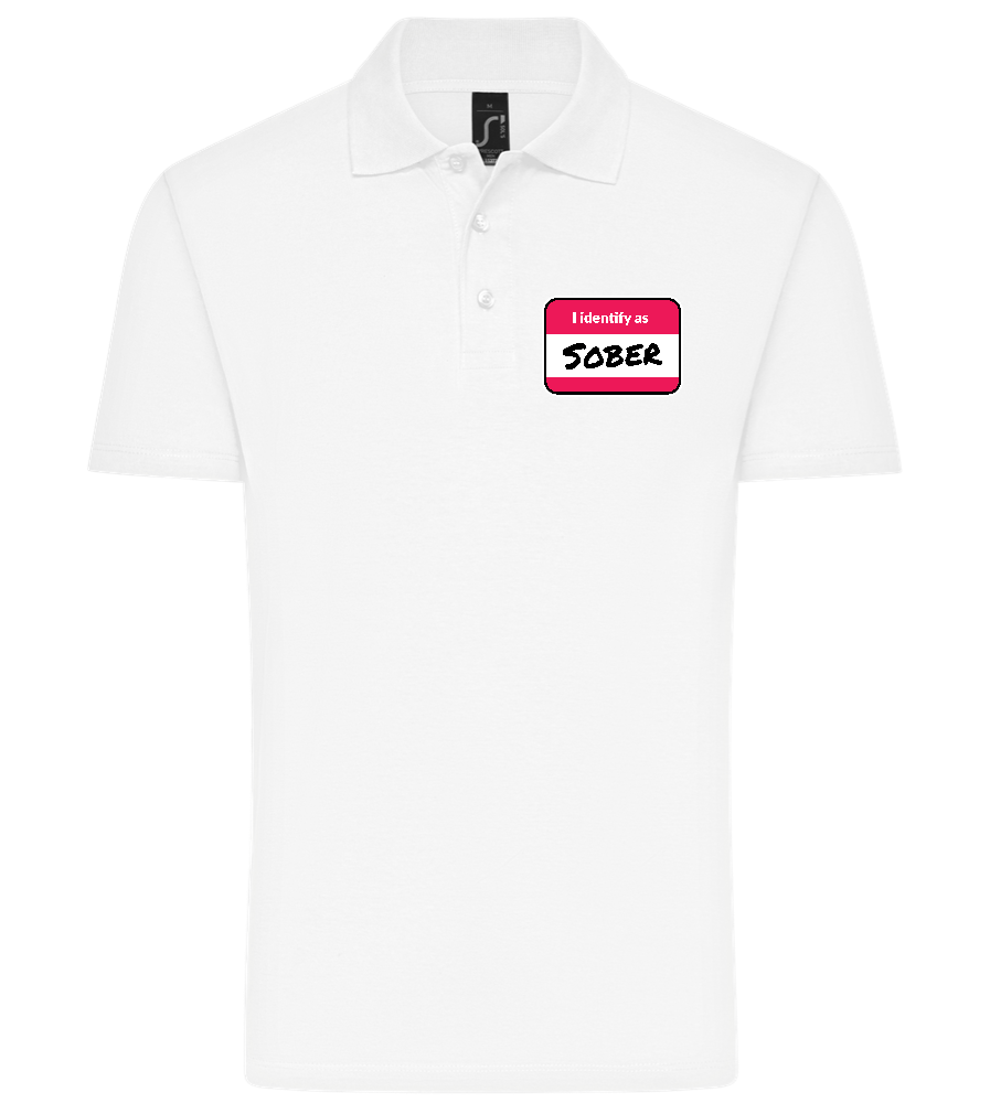 I Identify As Sober Design - Basic men's polo shirt WHITE front