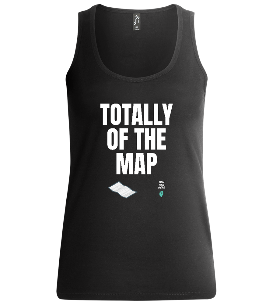 Totally Off The Map Design - Comfort women's tank top DEEP BLACK front