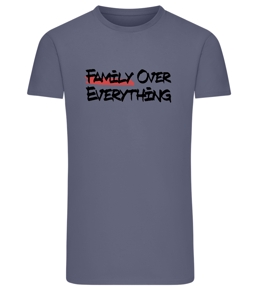 Family over Everything Design - Comfort men's fitted t-shirt_DENIM_front