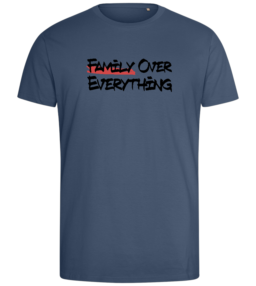 Family over Everything Design - Comfort men's fitted t-shirt_DENIM_front