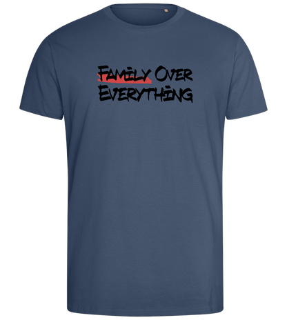 Family over Everything Design - Comfort men's fitted t-shirt_DENIM_front