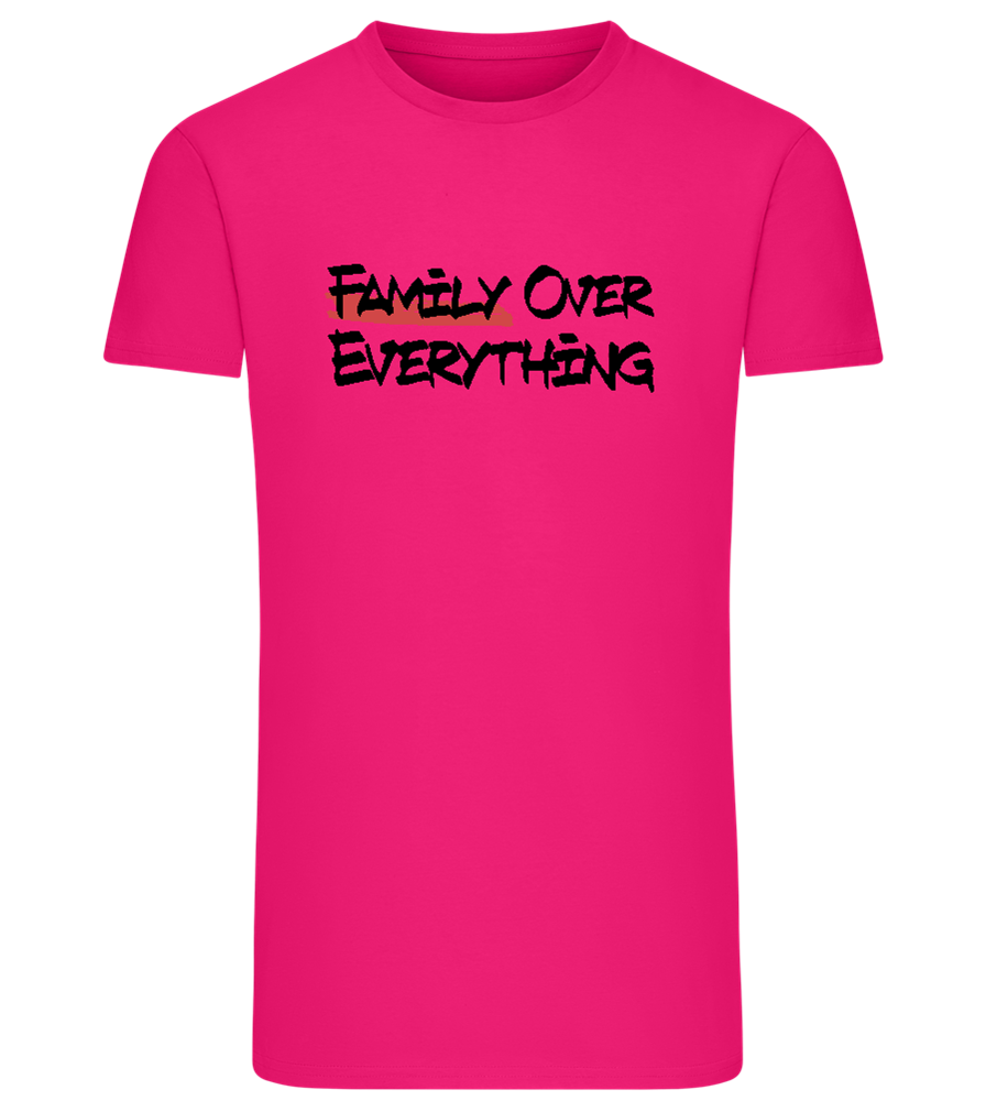 Family over Everything Design - Comfort men's fitted t-shirt_FUCHSIA_front