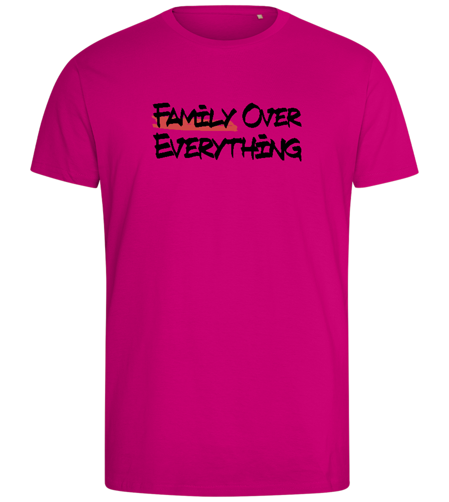 Family over Everything Design - Comfort men's fitted t-shirt_FUCHSIA_front