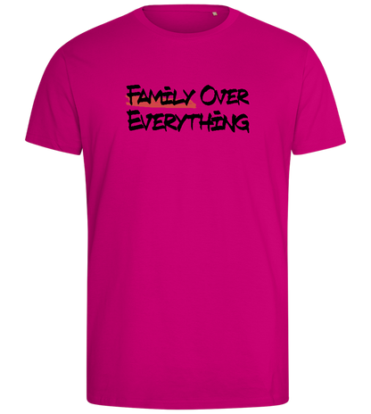 Family over Everything Design - Comfort men's fitted t-shirt_FUCHSIA_front