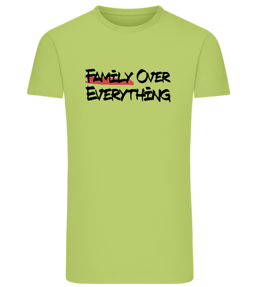 Family over Everything Design - Comfort men's fitted t-shirt_GREEN APPLE_front