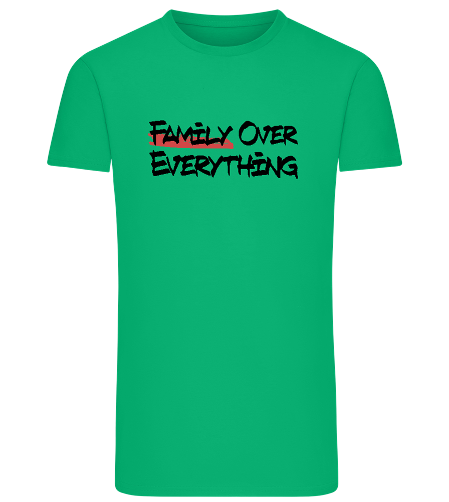 Family over Everything Design - Comfort men's fitted t-shirt_MEADOW GREEN_front