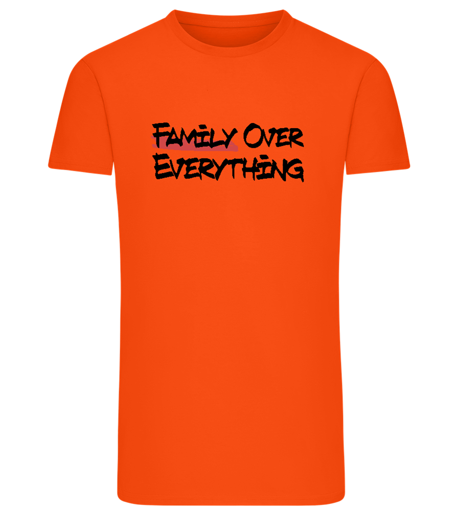 Family over Everything Design - Comfort men's fitted t-shirt_ORANGE_front