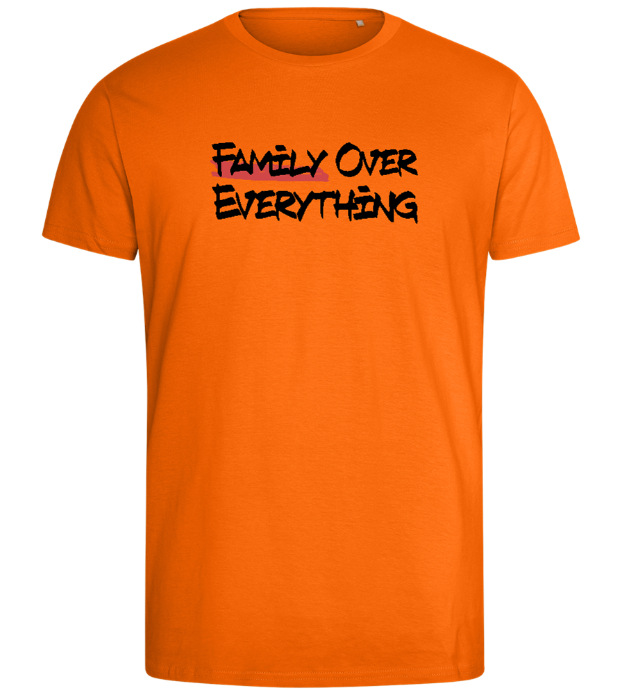 Family over Everything Design - Comfort men's fitted t-shirt_ORANGE_front