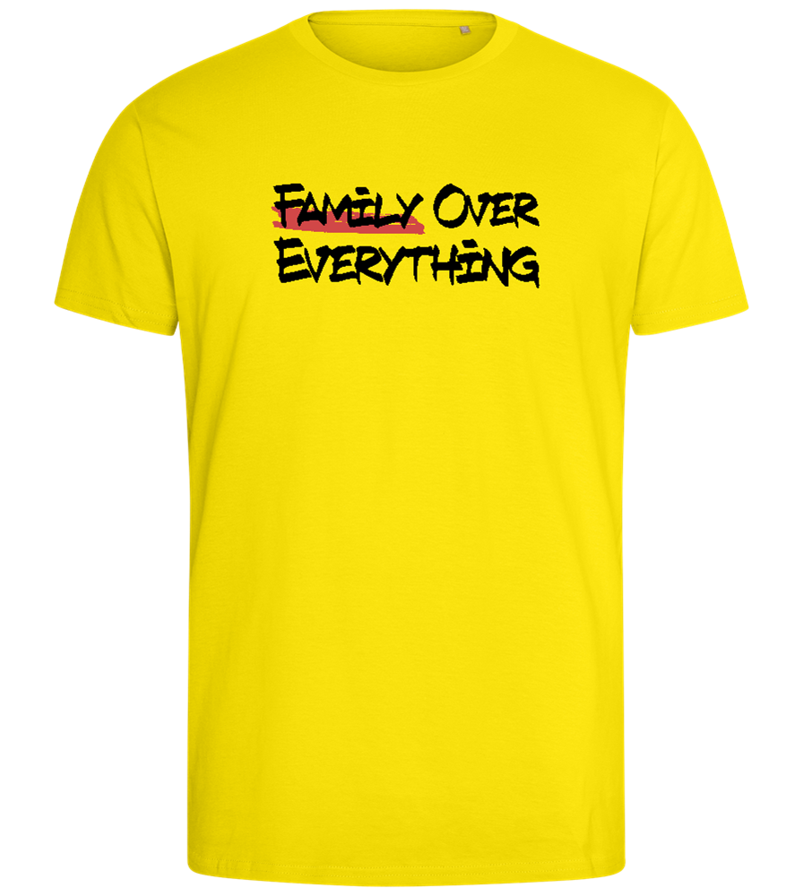 Family over Everything Design - Comfort men's fitted t-shirt_YELLOW_front