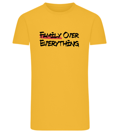 Family over Everything Design - Comfort men's fitted t-shirt_YELLOW_front