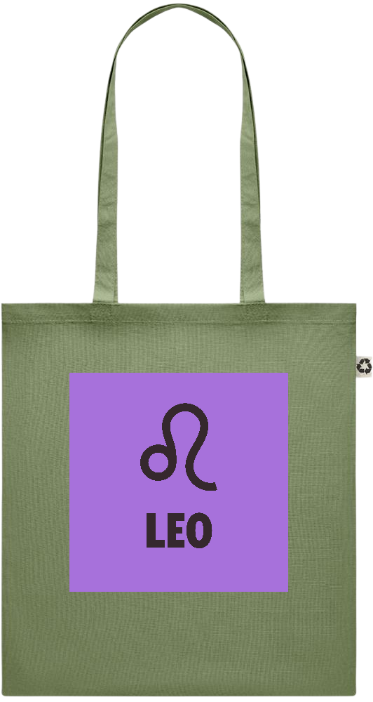 Zodiac Leo Design - Recycled cotton colored shopping bag_GREEN_front