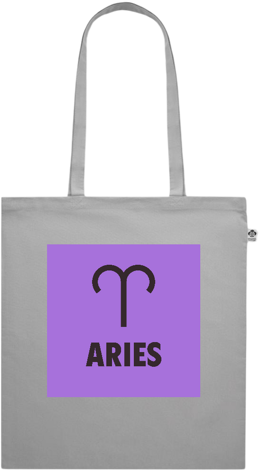 Zodiac Aries Design - Premium colored organic cotton shopping bag_GREY_front