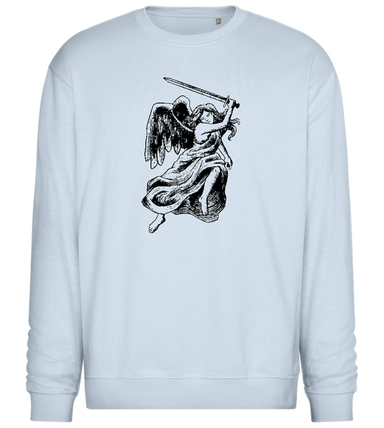 Angel with Sword Design - Comfort Essential Unisex Sweater_CREAMY BLUE_front