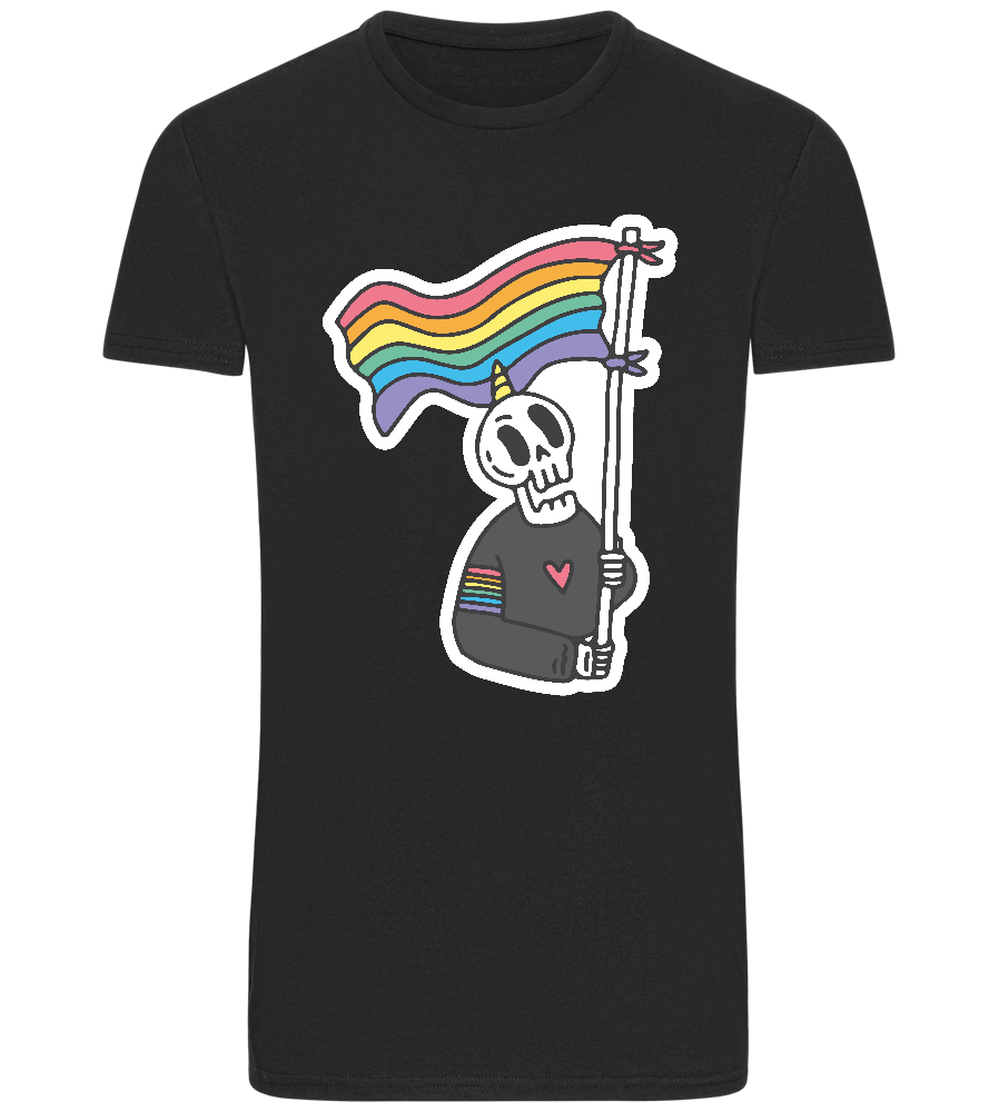 Rainbow Flag Skull Design - Basic Unisex T-Shirt_DEEP BLACK_front