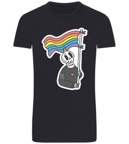 Rainbow Flag Skull Design - Basic Unisex T-Shirt_FRENCH NAVY_front