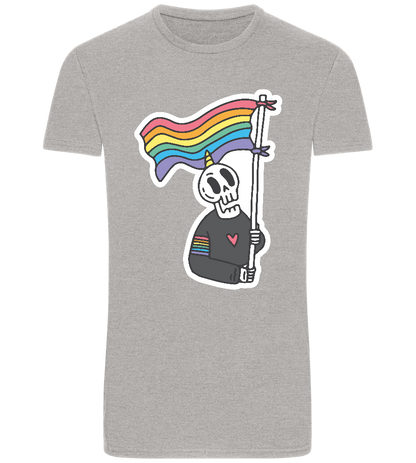Rainbow Flag Skull Design - Basic Unisex T-Shirt_ORION GREY_front