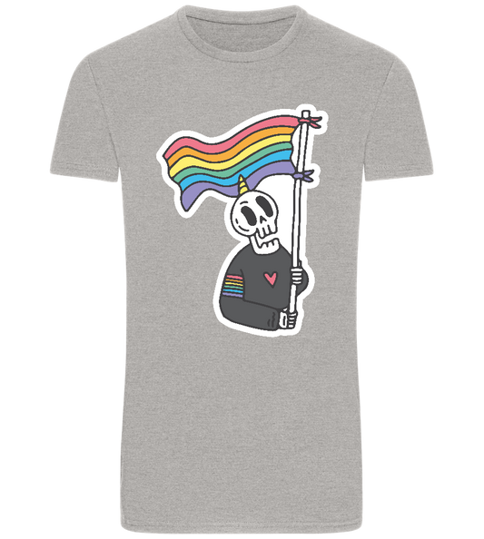 Rainbow Flag Skull Design - Basic Unisex T-Shirt_ORION GREY_front