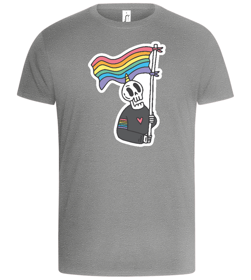 Rainbow Flag Skull Design - Basic Unisex T-Shirt_ORION GREY_front